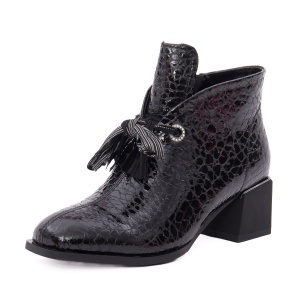 Ghete dama din piele naturala lacuita, Epica 1JI70016A 01-O, negru
