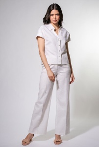 Pantaloni albi Aylin din in