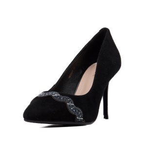 Pantofi dama eleganti, piele naturala intoarsa, HMHM00039 01-I, negru