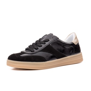 Pantofi Sport Damă Remonte D2C01-03 – Negru, Piele Lăcuită și Întoarsă