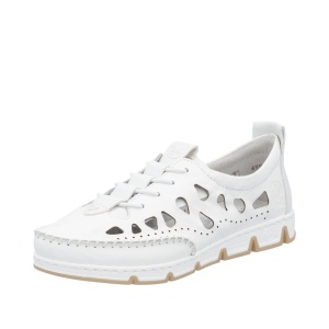 Pantofi vara dama din piele naturala, Rieker, 49956-80, alb