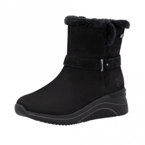 Botine dama din piele naturala intoarsa, Remonte D0T82-02, negru