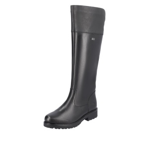 Cizme cu pulpa reglabila, piele naturala, R6581-04, negru