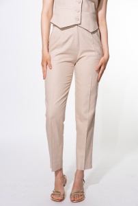 Pantaloni Greta bej din in și rayon – eleganță chic de vară