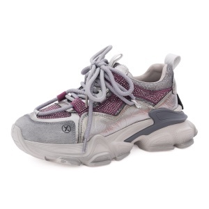 Pantofi dama sport din piele mix, Gryxx, 1LY90020B 18-Z, argintiu