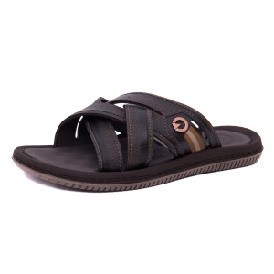Papuci barbati din piele eco, Cartago, 9B12317-BF014 FIJI ESSENCIAL SLIDE A, maro