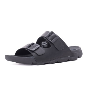 Papuci barbati din piele naturala, JEEP, DAYTONA JM61120A 062 BLACK, negru
