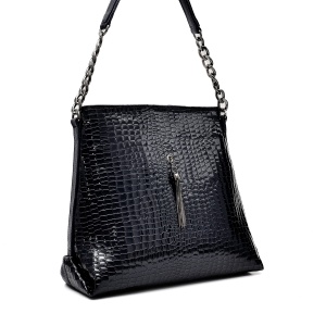 Poseta dama, piele naturala lacuita, M271, bleumarin croco