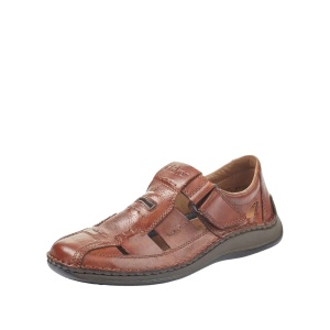 Sandale barbati din piele naturala, Rieker 05284-24, maro