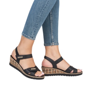 Sandale dama casual, Remonte R6266-00 din piele naturala, negru