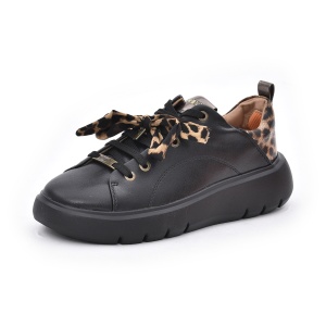 Sneakers damă din piele Impronte Venier Derby IL62500A 062, negru leopard