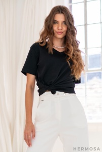 Tricou uni din bumbac AGNES Hermosa, negru