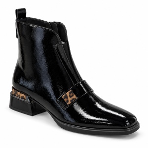Botine dama din piele naturala lacuita, Epica 322B901-A25-ZP170B 01-L, negru
