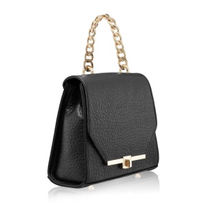 Geantă Neagra Zea Mini Chain din piele naturală, fabricată în România