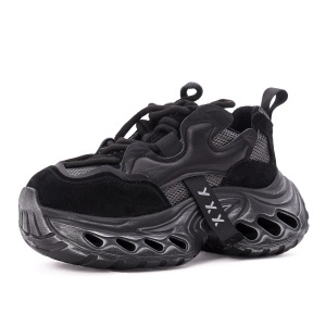 Pantofi dama sport din piele mix, Gryxx 1SW90005A 01-Z, negru