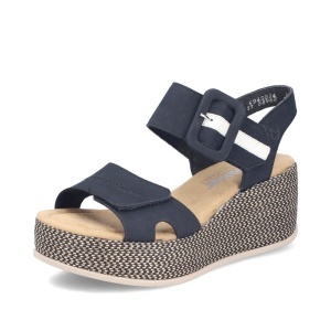 Sandale dama din piele ecologica, Rieker 69450-14, bleumarin