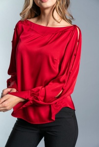 Bluza din satin elastic SOPHIA, rosu