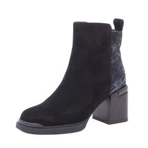 Botine damă din piele întoarsă, Epica 32177-0513-H564J O7-I, negru cu imprimeu