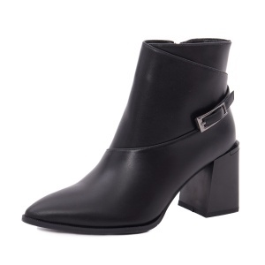 Botine dama din piele naturala, PASS Collection 3AC6518-K236 01-N, negru