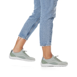 Pantofi sport damă Remonte R3518-52 - verde deschis, textil elastic, talpă flexibilă