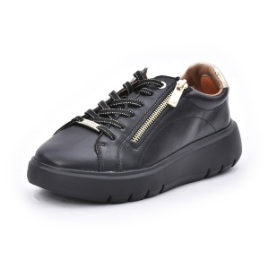 Sneakers damă din piele Impronte Venier Zip IL62501A 319, negru cu auriu