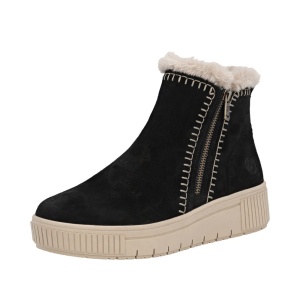 Botine dama din piele naturala intoarsa, Remonte D3B70-03, negru
