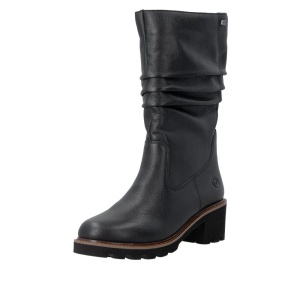Cizme dama din piele naturala, Rieker D0A75-01, negru