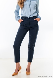 Pantaloni conici din tercot elastic Judy bleumarin