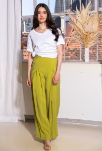 Pantaloni din rayon NORMA, Hermosa, lime