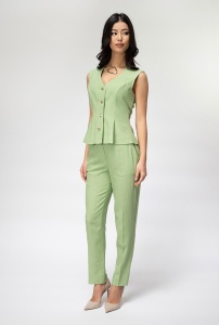 Pantaloni uni din in cu un croi drept si o cadere fluida si rafinata RENATA, Hermosa, olive
