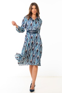 Rochie Roana din sifon gofrat cu imprimeu jucăuș