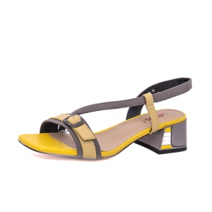 Sandale damă Pass Collection H3DL60013C J7-N galben muștar gri, toc gros modern, elegante casual