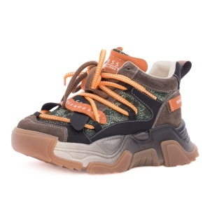 Pantofi dama sport din piele naturala intoarsa, PASS Collection, 1LY90001B H6-I, maro diverse