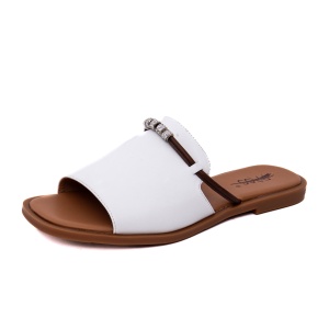 Papuci damă piele naturala, x4x460016b 13-n albi slip-on, design minimalist, casual vară