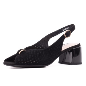 Sandale dama din piele intoarsa, Feeling 26-536-01, negru