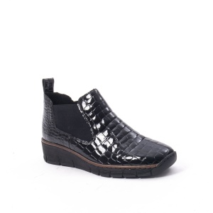 Botine dama piele naturala, Rieker 53794-01, negru lac