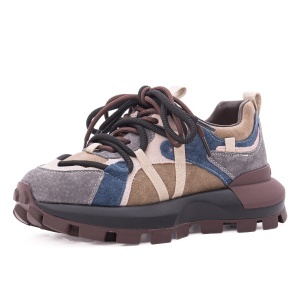 Pantofi dama sport din piele naturala nabuc, PASS Collection, 1LY90003C, gri diverse