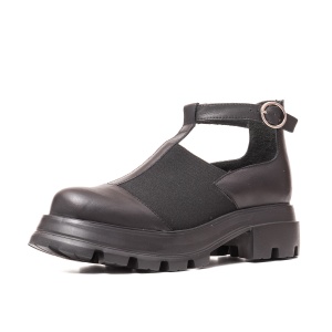 Pantofi vara tip botina, piele naturala 038, Negru