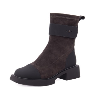 Botine dama din piele mix, KARISMA 1WC90008A 02-7, maro