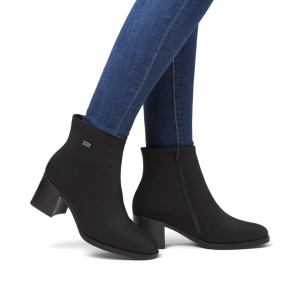 Botine negre cu toc bloc și fermoar D0V77-00