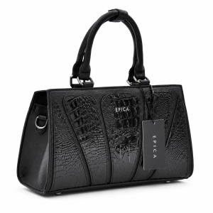 Geantă damă Epica 1XY90002C 01-S, neagră, cu efect crocodil