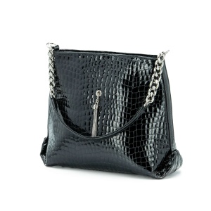 Geantă Zea Casual Piele Croco Lacuit Negru Mod 271crn