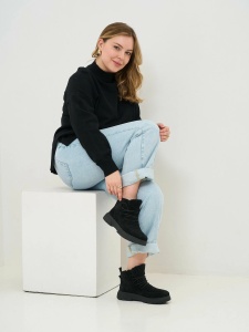 Ghete dama din piele naturala velur, Caprice 9-26255-45 004 BLACK SUEDE