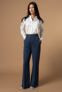 Pantaloni creati pentru a adauga rafinament tinutelor office si smart-casual SORAYA, Hermosa, bleumarin
