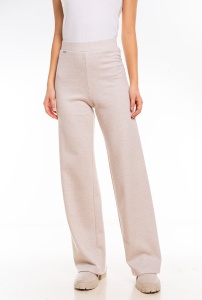 Pantaloni uni tricotati, ALANIA, crem
