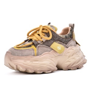 Pantofi sport femei din piele mix, Gryxx, 3OLY80018A 97-Z, bej
