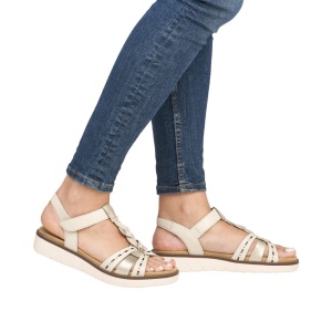 Sandale dama casual, Remonte D2044-60 din piele naturala, crem