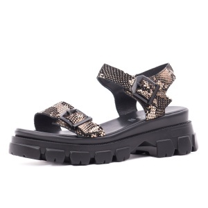 Sandale dama din piele intoarsa, Karisma V4VA60002C O7-I, negru print