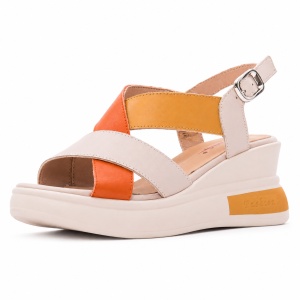 Sandale dama din piele naturala, PASS Collection J8J880012C 03-N, bej multicolor
