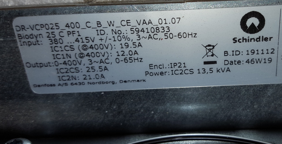 Convertizor de frecventa / VFD Schindler DR-VCP025